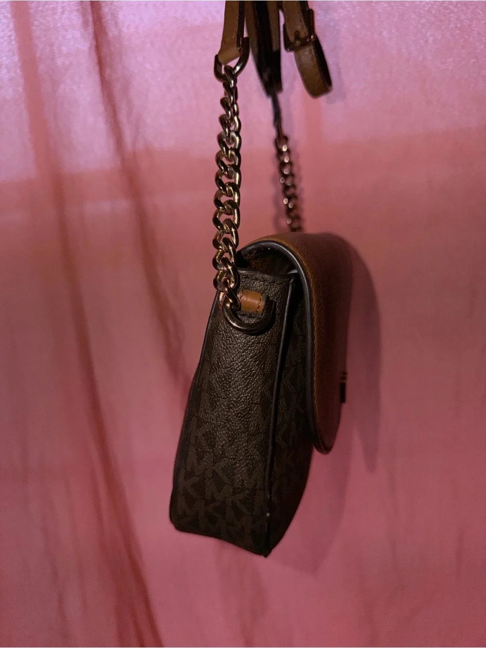 Michael Kors Tan and Cocoa Brown Logo Crossbody Bag